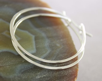 Simple Sterling Silver Hoop Earrings: Modern Minimalist Style (3.2cm)