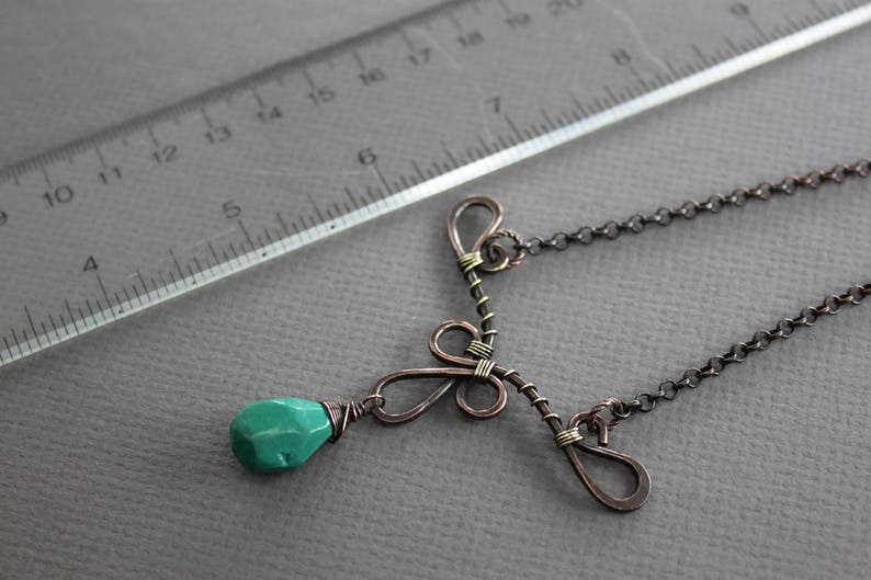 Victorian inspired arch and drop design copper necklace with Etsy
