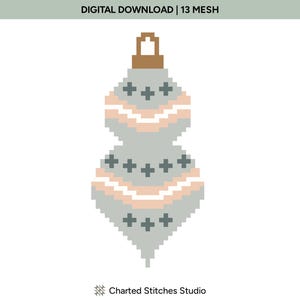 Retro Ornament - Teal-Drop Dreams (13 Mesh) | Needlepoint and Cross Stitch Digital Chart Pattern