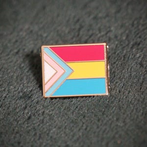 Trans-inclusive Lesbian / Gay / Bi / Pan Pride Flag enamel pin badge Pansexual