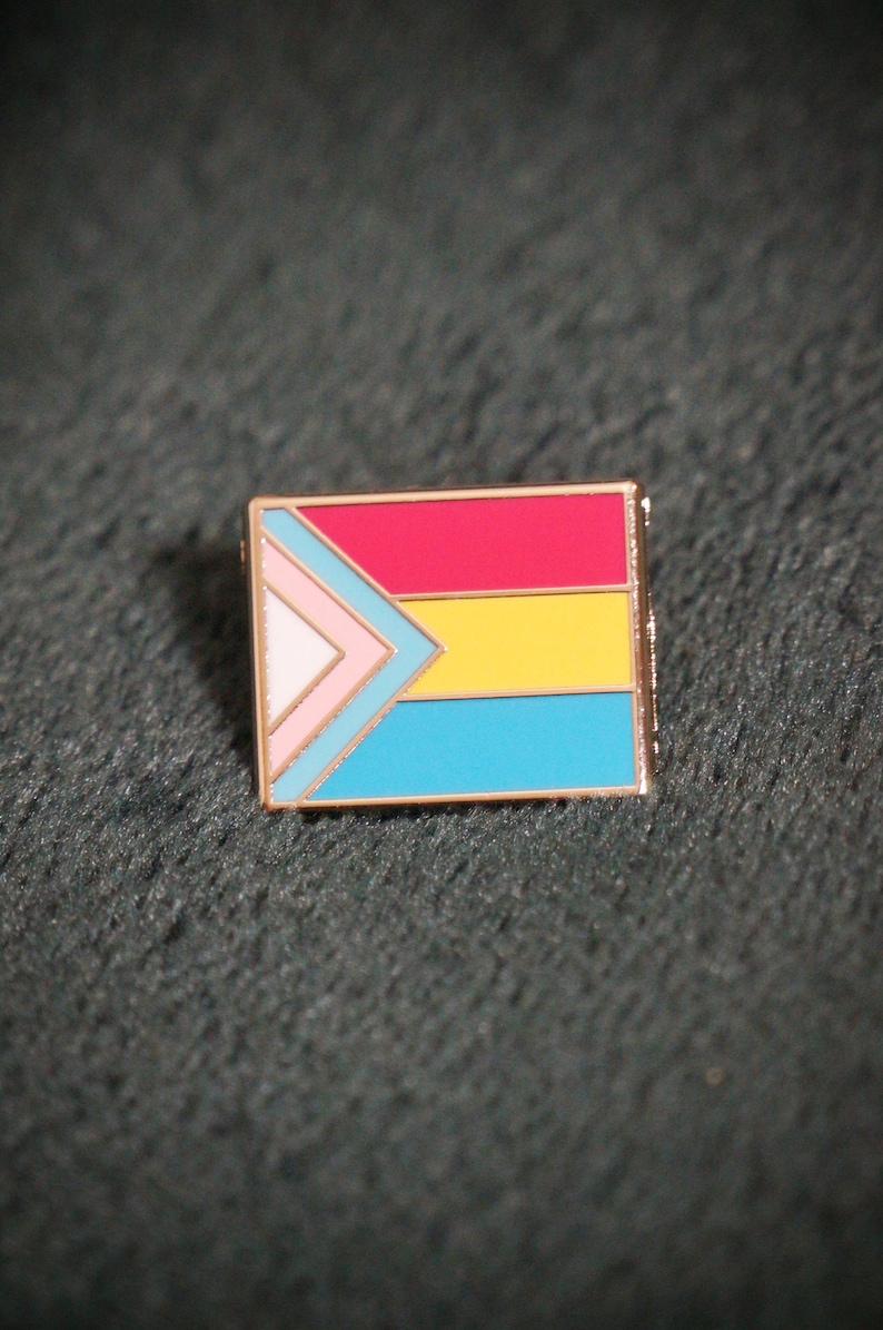 Trans-inclusive Lesbian / Gay / Bi / Pan Pride Flag enamel pin badge Pansexual