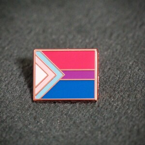 Trans-inclusive Lesbian / Gay / Bi / Pan Pride Flag enamel pin badge Bisexual