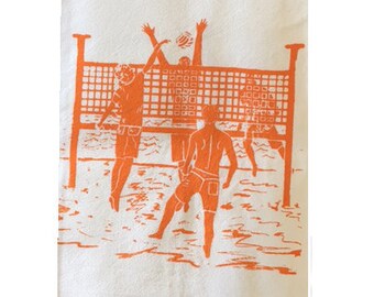 2 Man Volleyball,  Flour Sack Dish Towels, gift for volleyball players, gift for dad, gift for mom, volleyball lovers gift, AVP,