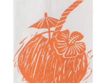 Two Coconut Flour Sack Dish Towels-Orange