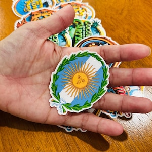 Adesivo do brasão de armas da Argentina | Presente exclusivo para fãs de erva-mate termo | Adesivo da Argentina | Adesivo de garrafa | Adesivo de vinil