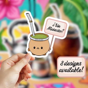 Yerba mate sur le thème Kawaii Bombillin Matecito | Sticker Argentine | Idée cadeau pour Yerba Mate Termo | autocollant de bouteille | Autocollant en vinyle