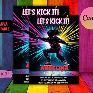 Skate Birthday Invitation, Skateboard Birthday Party Invitation, Skate Party Invite, Teen Skateboarding, Girl Birthday Invitation Template