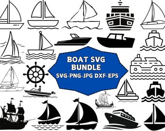 Boat SVG Bundle: Sailboat, Ship, Speedboat Clipart (Digital Download)