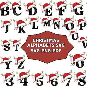 Pacote de alfabeto de Natal PNG, letras A-Z PNG para Cricut, Silhouette Cameo, sublimação png, ideia de presentes de Natal personalizados, nome de família