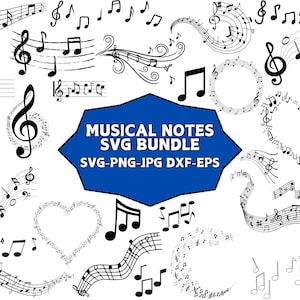 MUSIKNOTEN SVG, Musiknoten Bundle SVG, Musiknoten Clipart, Musiknoten Schnittdateien für Cricut, Musiknoten Vektor