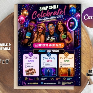 Photobooth Website Template Canva, Digital Photo Booth Rental Business Landing Page, Sales Page, Photo Booth Selfie Canva Website Template