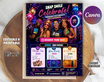 Photobooth Website Template Canva, Digital Photo Booth Rental Business Landing Page, Sales Page, Photo Booth Selfie Canva Website Template