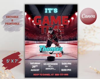 Ice Hockey Birthday Invitation: Sport Party Invite (5x7 Inches, Digital Download)