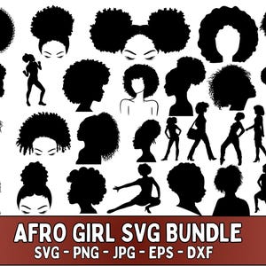 Afro Woman Svg Bundle, Afro Girl Svg, Black Woman Svg, Black Woman Silhouette, Afro Hair Svg, Afro Queen Svg, Afro Woman Cut File For Circut