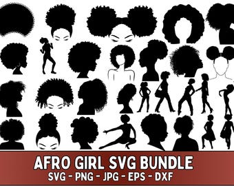 Afro Woman Silhouette SVG Bundle: Black Girl Cut Files (Digital Download)