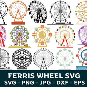 Riesenrad SVG-Bundle, Riesenrad dxf, Riesenrad png, Riesenrad Vektor, Riesenrad Clipart, Freizeitpark svg