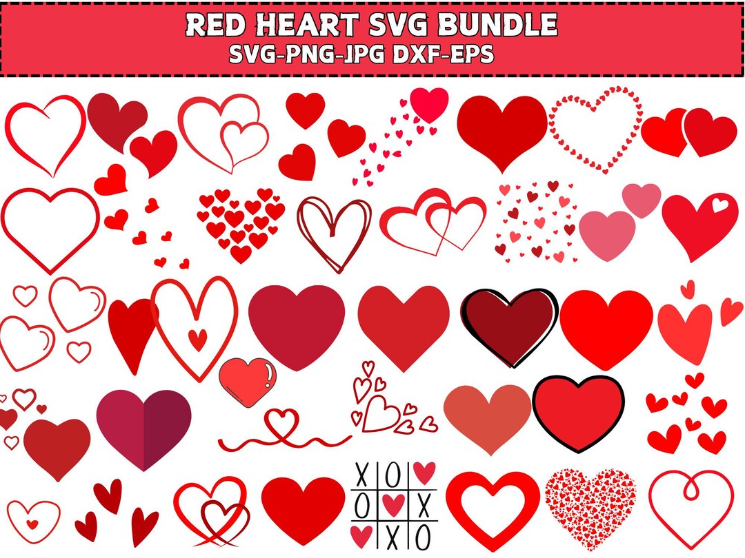 Red Hearts SVG Bundle: Valentine's Day Graphics (digital Download) - Etsy