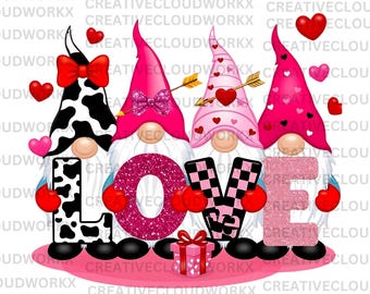 Valentine's Day Gnomes PNG: Love Gnomies Sublimation Design (Digital Download)