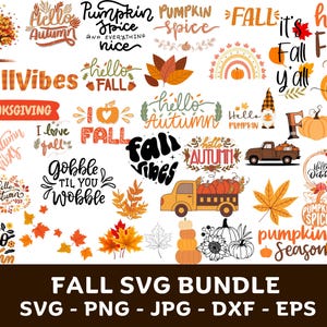 Autumn SVG Bundle: Fall Designs, Thanksgiving Quotes (Digital Download)