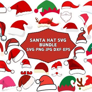 Santa Hat Svg Bundle, Christmas SVG, Santa Hat Silhouette, Christmas Svg Cut Files, Santa Claus Hat Svg, Reindeer Santa Hat svg, Xmas Svg