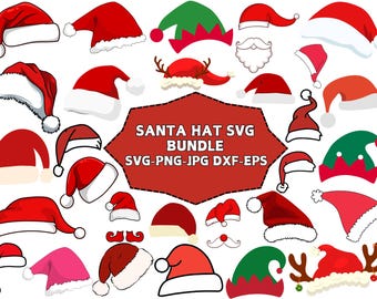 Santa Hat SVG Bundle: Christmas Cut Files (Digital Download)