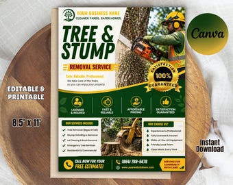 Tree Removal Service Flyer, Tree and stump removalFlyer, Tree Triming Service Flyer, Tree Business Flyer, Canva Template