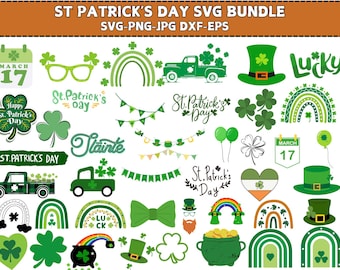 St Patrick's Day SVG Bundle: Irish Shamrock, Lucky Designs (Digital Download)