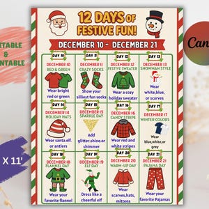 christmas dress up calendar 12 Days of Christmas Countdown Outfits. Dress Up Days Calendar