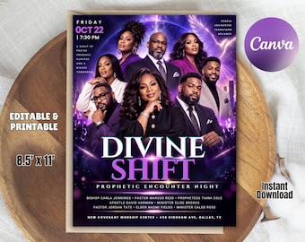 Awakening Prophetic Gathering Flyer Template | Editable Canva Template| Revival Night Service for Church Event