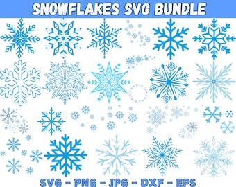 Sneeuwvlok SVG-bundel, winter gesneden bestanden (digitale download)