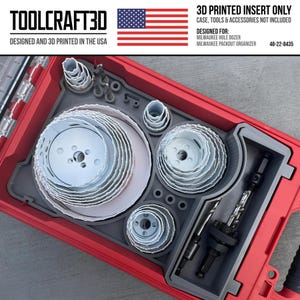 TOOLCRAFT3D Design 3D-geprint inzetstuk voor gatenzaag (universeel) Ontworpen voor Milwaukee Packout Organizer (alleen inzetstuk)