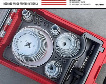 TOOLCRAFT3D Design 3d Printed Insert Hole Saw Organizer (Universal) Designed for Milwaukee Packout Organizer (Insert Only)