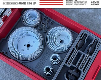 Hole Saw Organizer Insert Designed for Milwaukee Packout Organizer | Fits 28pc Hole Dozer Set 49-22-4185 | Insert Only