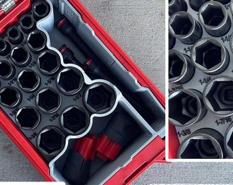 Jonah Pope Design 3d Printed 1/2" SAE Impact Socket Insert Designed for Milwaukee Packout Organizer (Insert Only)
