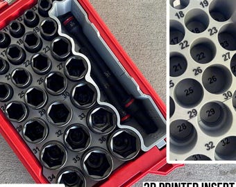 Jonah Pope Design 3d Printed 1/2" Metric Impact Socket Insert Designed for Milwaukee Packout Organizer (Insert Only)