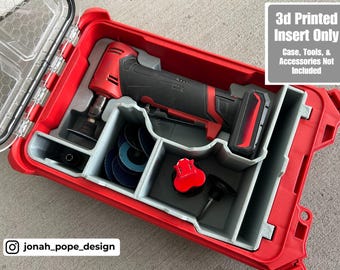 Jonah Pope Design 3d Printed Insert Designed for Milwaukee Packout Organizer and M12 1/4" Right Angle Die Grinder (Insert Only)