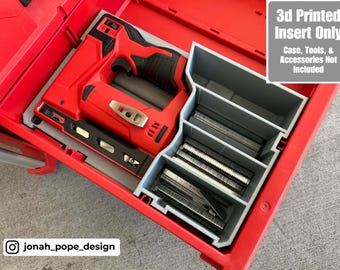 Jonah Pope Design 3d Printed Insert Designed for Milwaukee Packout Tool Box Drawer and M12 Crown Stapler (Insert Only)