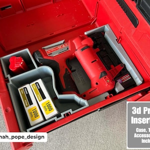 Jonah Pope Design 3d Printed Insert Designed for Milwaukee Packout Tool Box Drawer and M12 Pin Nailer (Insert Only)
