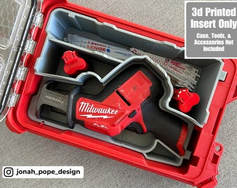 Jonah Pope Design 3d Printed Insert Designed for Milwaukee Packout Organizer and M12 Fuel Hackzall (Insert Only)