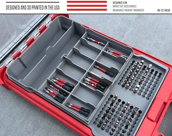 Impact Bit Organizer Insert Designed for Milwaukee Packout Low Profile Organizer 48-22-8436 | Insert Only | Bit Storage