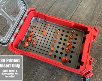 Router Bit Organizer Insert Designed for Milwaukee Packout Organizer | 1/4 & 1/2 Inch Shank | Insert Only