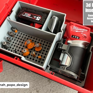 Jonah Pope Design 3d Printed Insert Designed for Milwaukee Packout Tool Box Drawer and M18 Compact Router  (Insert Only)