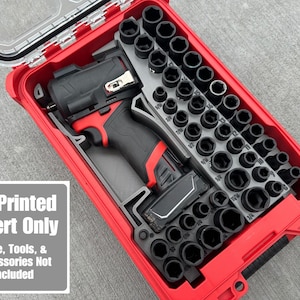 Toolcraft3D Design 3D gedruckter Einsatz für Milwaukee Packout Organizer und GEN2 M12 Stubby 3/8 ""Impact" (nur Einsatz)"