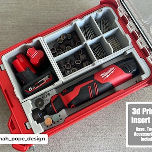 Jonah Pope Design 3d Printed Insert Designed for Milwaukee Packout Organizer and M12 Brushless Rotary Dremel Tool (Insert Only)