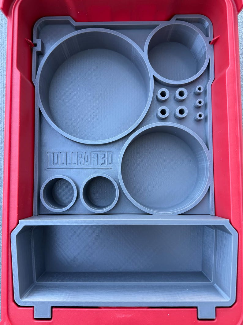 ToolCraft3D 3D Printed Insert For Milwaukee Packout Organizer & Hole Dozer 28-Piece Hole Saw Set (Gray) – Fits 49-22-4185