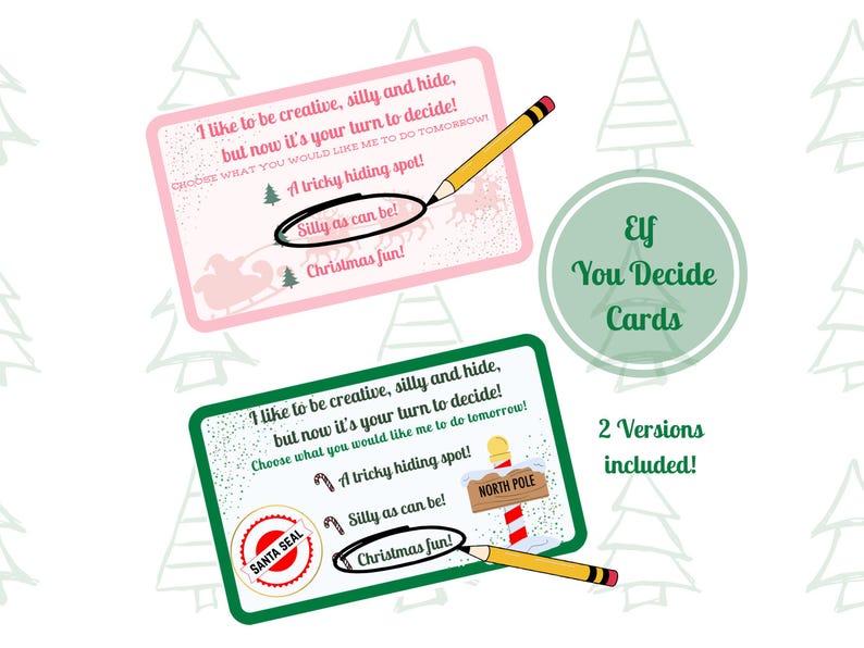 Elf Printable: You Decide Cards - Etsy