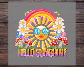 Hello Sunshine DTF Heat Transfer, Summer Vibes Ready to Press Print