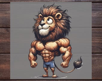 Transferencia DTF de animales de gimnasio: Diseño divertido de culturista, listo para imprimir