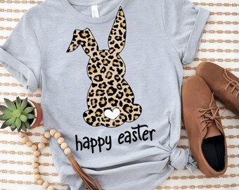 Transferencia de calor DTF de conejo de Pascua de leopardo: Cola de corazón