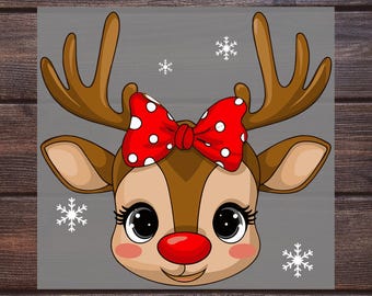 Christmas Reindeer Girl DTF Heat Transfer: Easy Apply Xmas Design